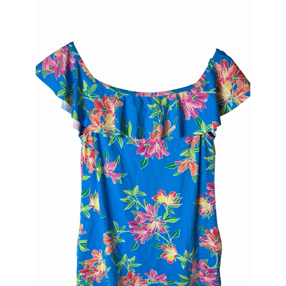Tommy Bahama Blue Pink Tropical Floral Off The Shoulder Beach Dress SS500071 M - Picture 3 of 7